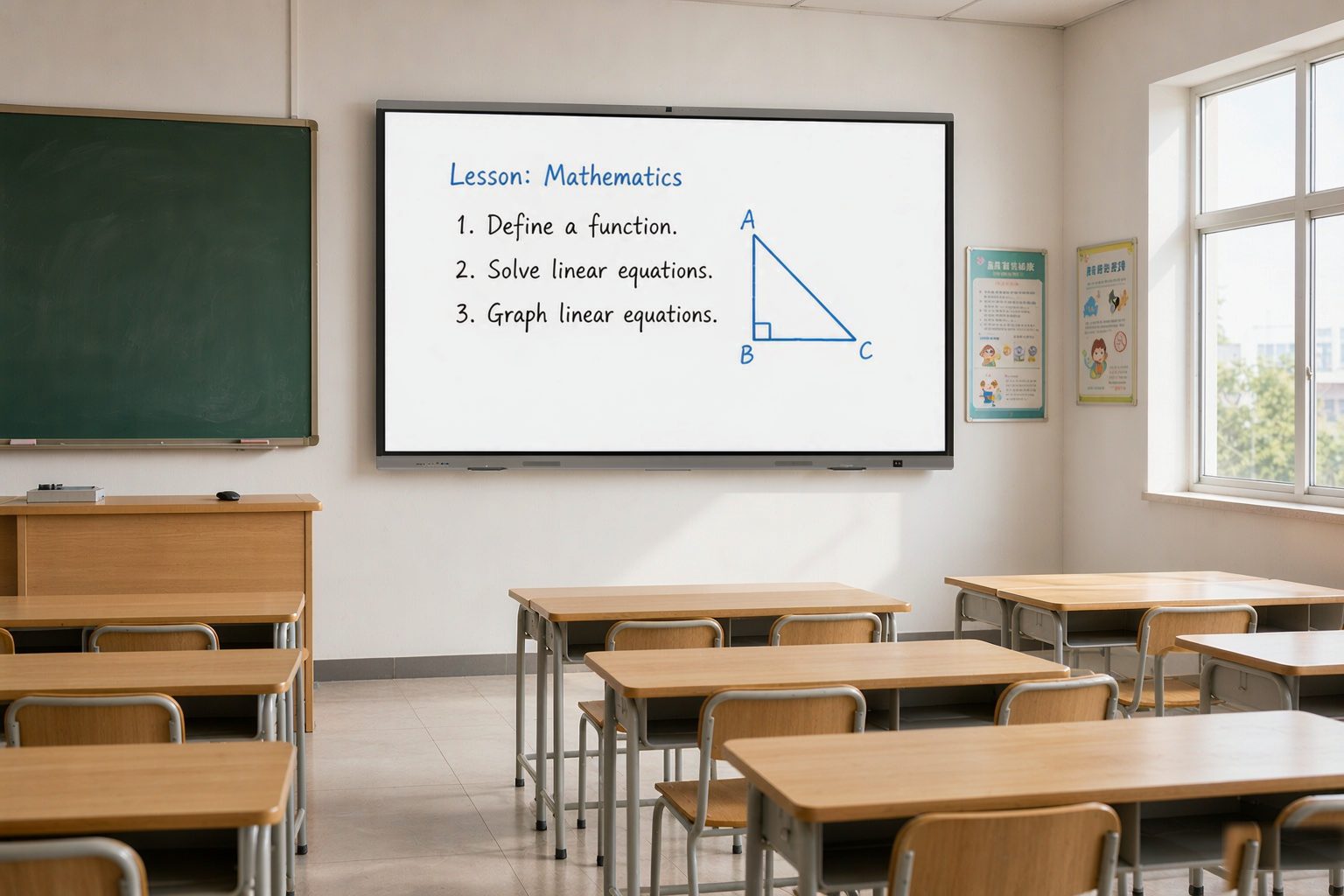 SenseVue IFPD in a modern classroom — live lesson on screen