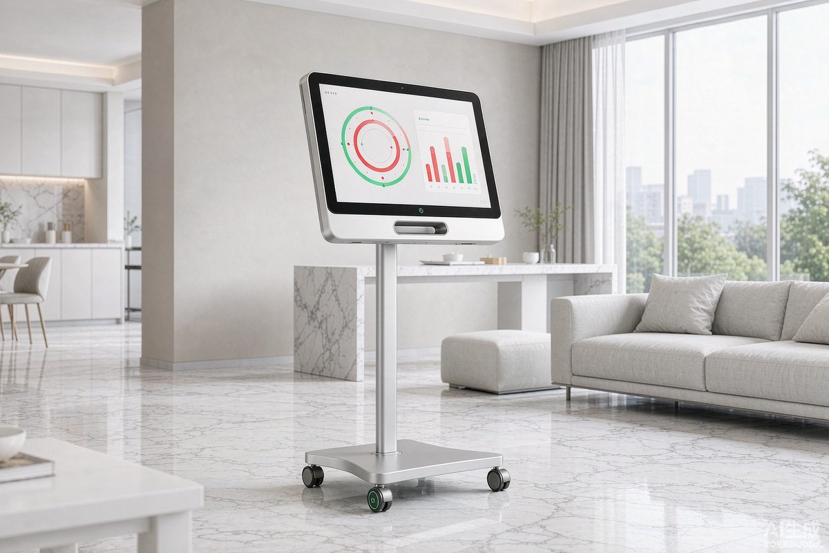Portable smart screen on a wheeled stand